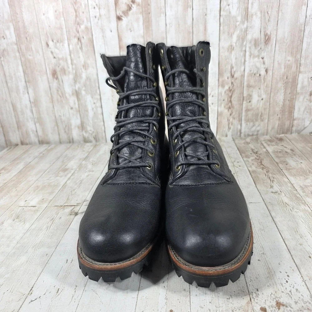 Chippewa Super Logger Boots Mens Black Leather Vibram Lug Sole USA Made 10.5 EEE